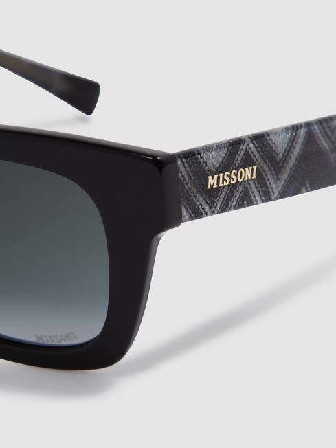 Missoni Eyewear Rectangular Zigzag Sunglasses in Black