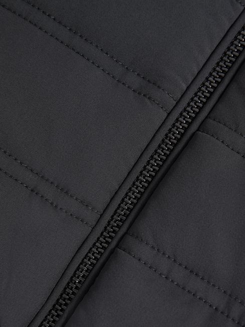 Hybrid Quilt and Knit Zip-Through Gilet in Black