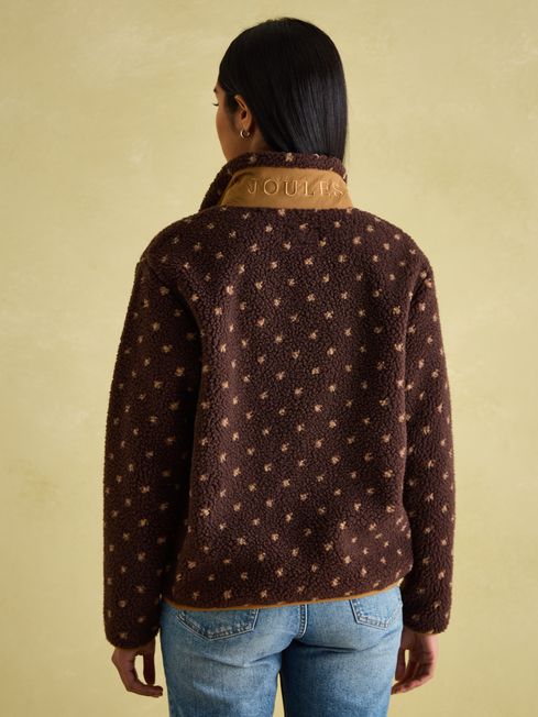 Lottie Chocolate Brown spot Borg Fleece Jacket Joules