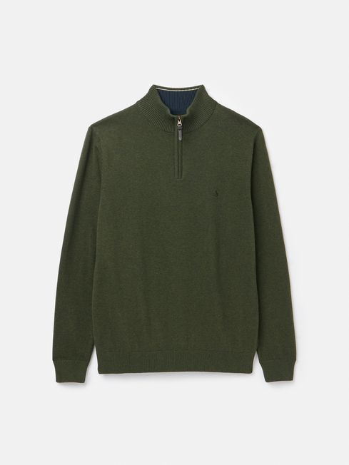 Hillside Green Quarter Zip Knit Jumper Joules