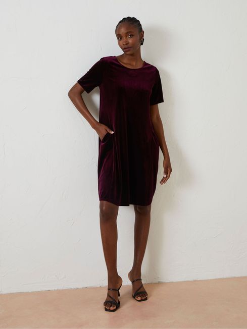 Purple Simone Velvet Dress FatFace