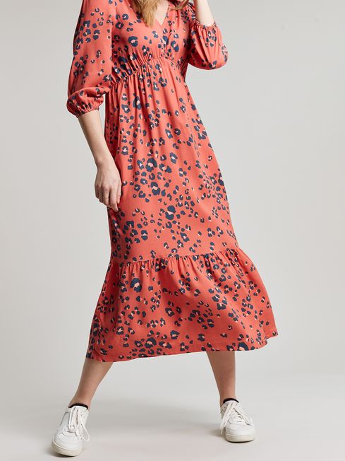 Joules Red Sienna V Neck Tier Dress