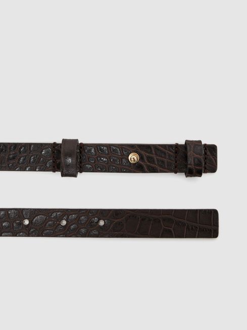 Leather Square Hinge Belt in Chocolate