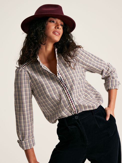 Buy Joules Aspen Oversized Checked Shirt With Frill Neck from the