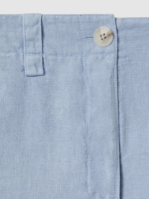 Linen Garment Dyed Shorts in Dusty Blue