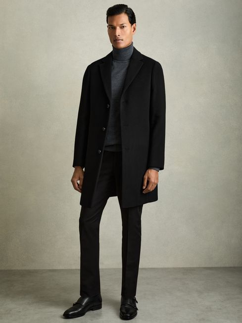 Reiss Gable Wool Blend Single Breasted Epsom Overcoat REISS