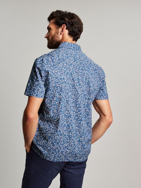 Joules Lloyd Blue Short Sleeve Classic Fit Printed Shirt