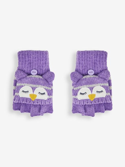 JoJo Maman Bébé Lilac Girls' Owl Striped Gloves
