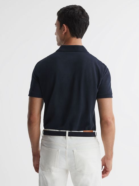 Slim Fit Garment Dye Polo Shirt in Navy
