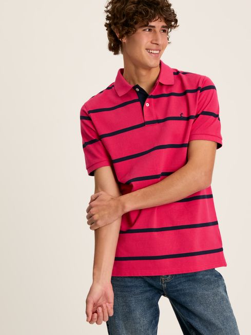 Filbert Pink Navy Striped Polo Shirt Joules