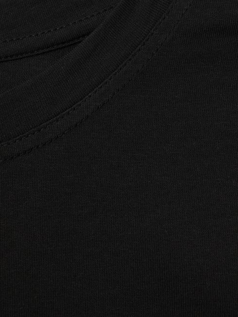 Cotton Capped Sleeve T-Shirt in Black