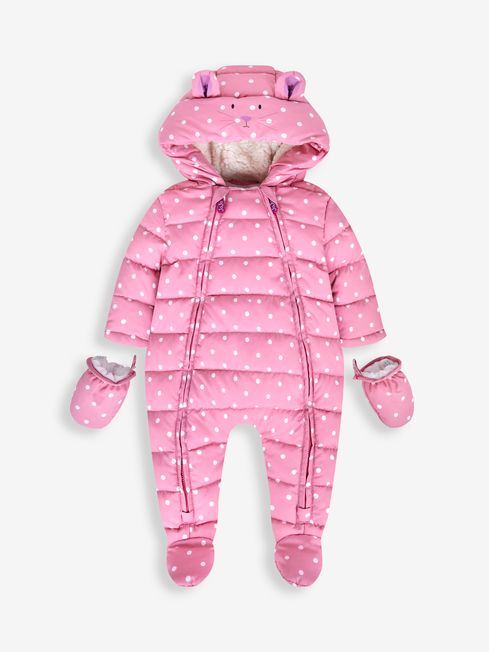 Pink Girls Mouse Puffer Pramsuit JoJo Maman Bebe