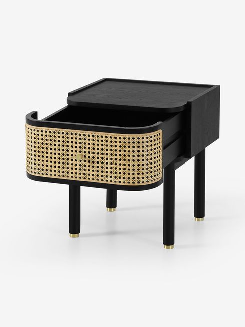 Rattan bedside top table black