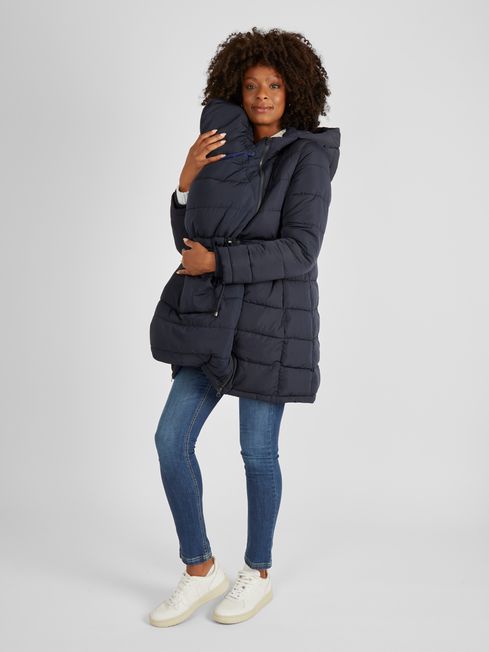 Maternity coat with baby pouch top