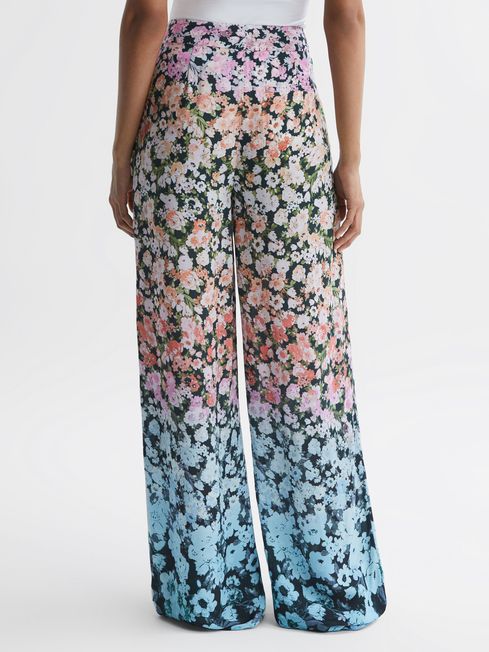 Floral Print Wide Leg Trousers in Multi