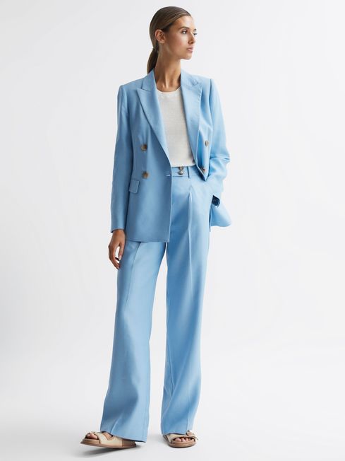 Ladies blue sales linen jacket