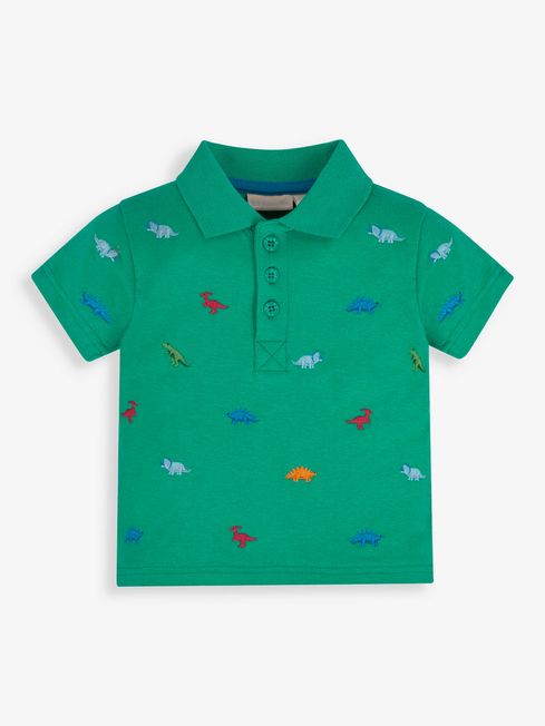 JoJo Maman Bébé Green Dino Embroidered Polo Shirt