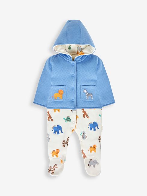 JoJo Maman Bébé Blue 2-Piece Safari Sleepsuit & Jacket Set