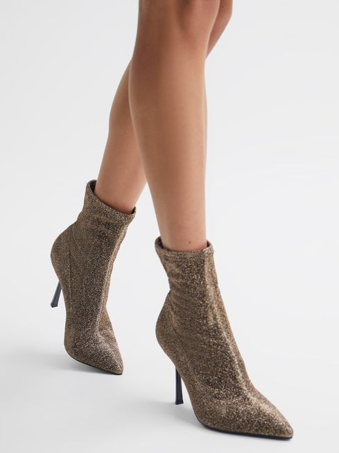 Metallic Sock Boots in Bronze REISS