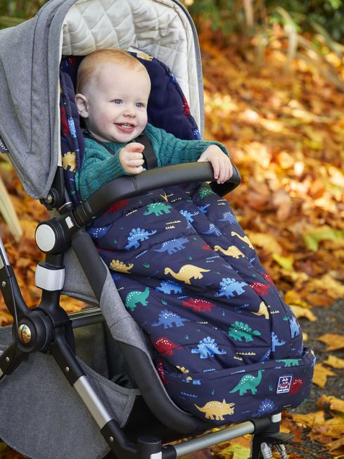 Navy Dino Waterproof Fleece Lined Buggy Cosy JoJo Maman Bebe United Kingdom