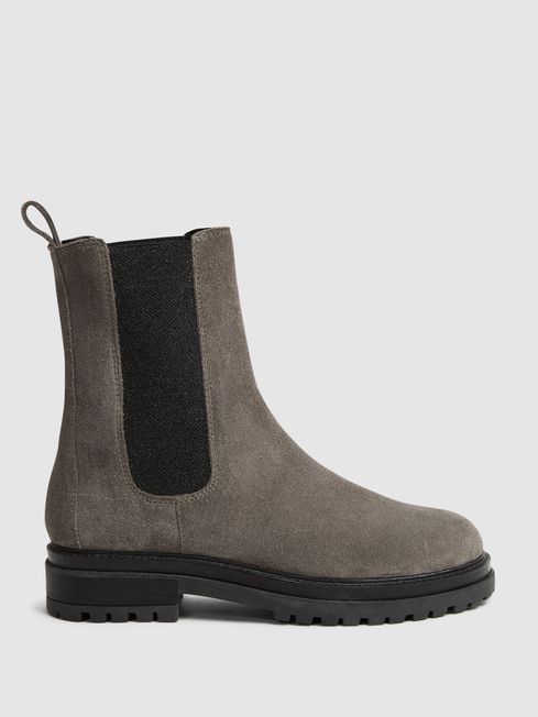 Reiss Grey Thea Suede Chelsea Boots