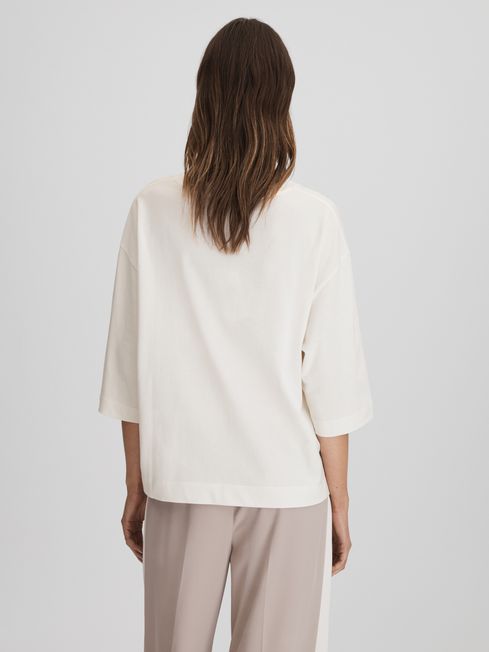 Oversized Cotton Crew Neck T-Shirt in White