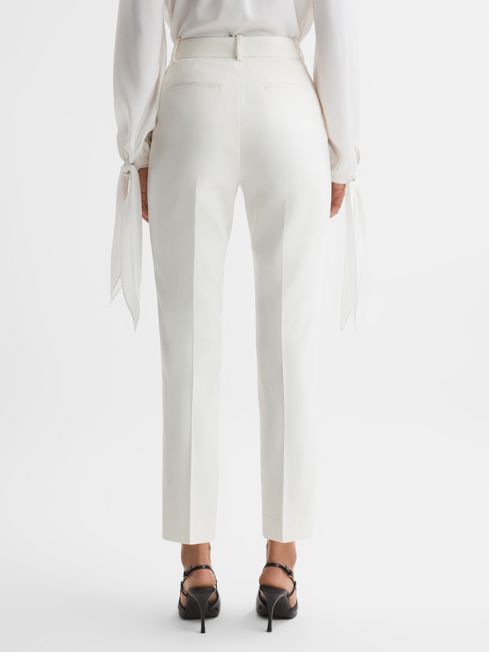Slim Fit Wool Blend Suit Trousers in Off White