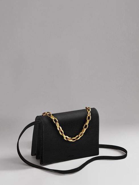 Reiss Sloane Leather Chain Handbag REISS