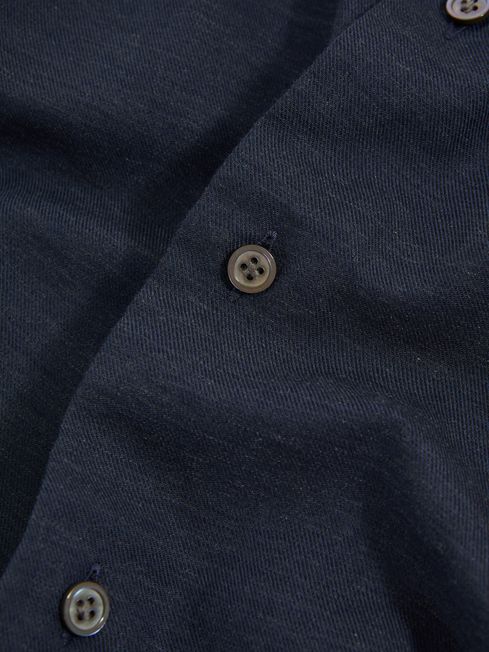 Italian Cotton Cashmere Shirt in Navy