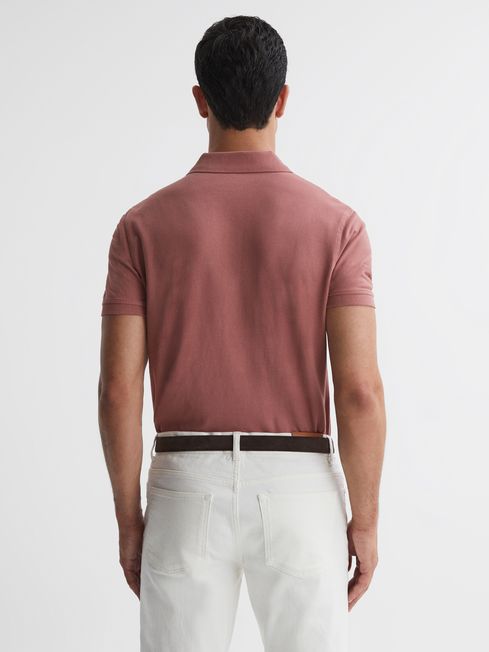 Slim Fit Garment Dye Polo Shirt in Dusty Rose