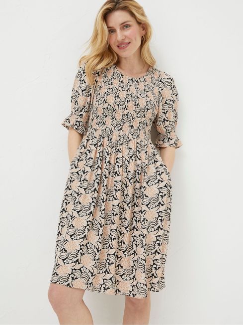 Black Pacey Damask Floral Dress FatFace
