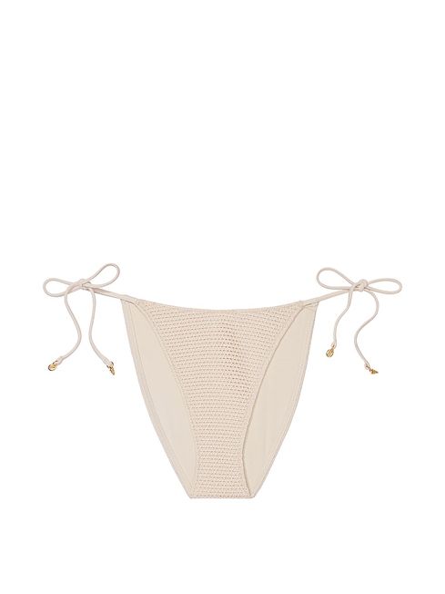 Victoria's Secret Linen Nude Tie Side Crochet Swim Bikini Bottom