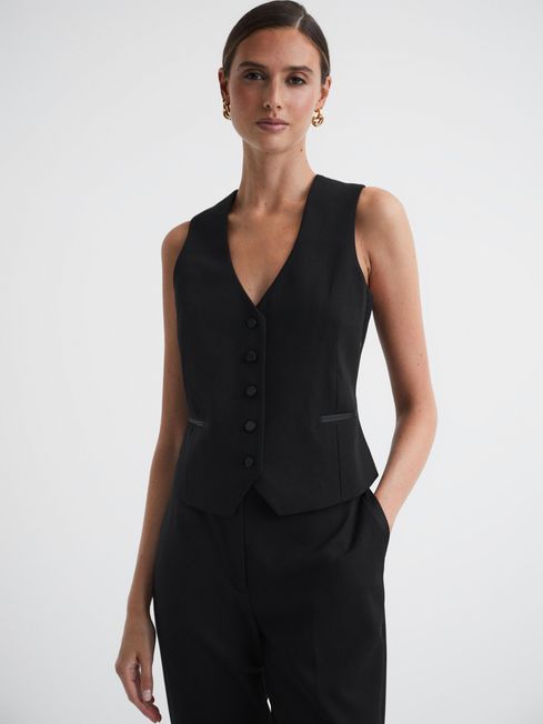 Black satin waistcoat sales