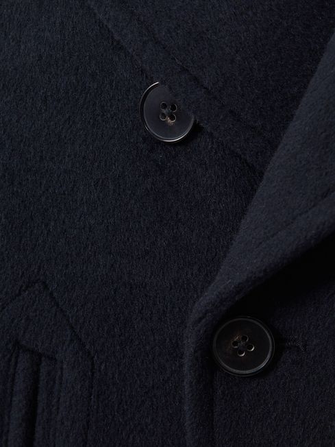 Senior Wool Blend Double Breasted Peacoat in Navy