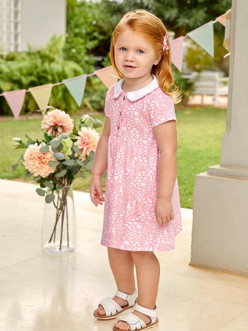 Buy Pale Pink Mouse Floral Print With Pet In Pocket Peter Pan Dress ...