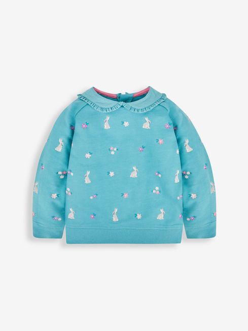 Buy JoJo Maman Bébé Girls' Bunny Embroidered Sweatshirt With Collar ...