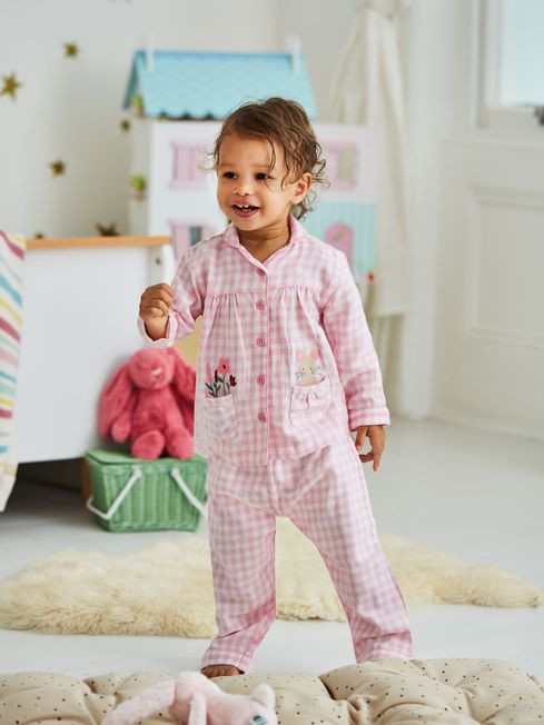 Pink Mouse Check Pyjamas JoJo Maman Bebe