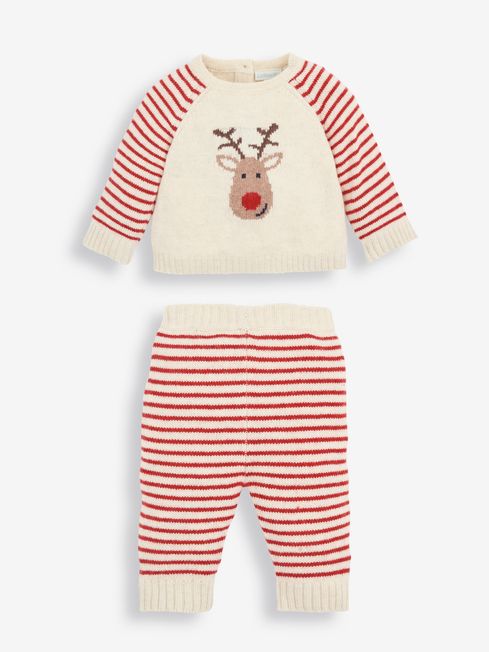 Reindeer Knitted Baby Set in Cream JoJo Maman Bebe