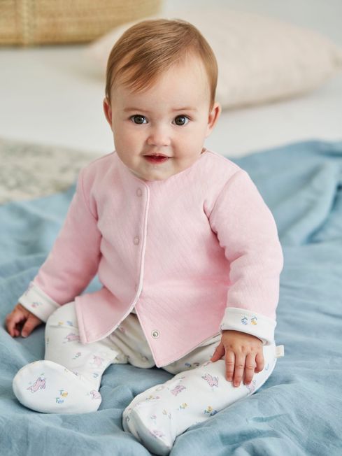 JoJo Maman Bébé Pink 2-Piece Cotton Baby Bunny Sleepsuit & Jacket Set