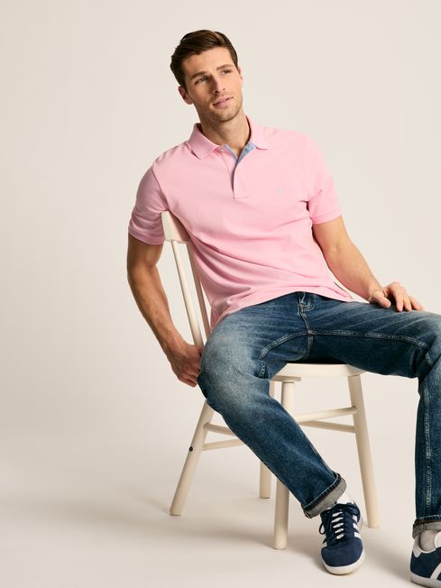 Woody Light Pink Regular Fit Cotton Pique Polo Shirt Joules