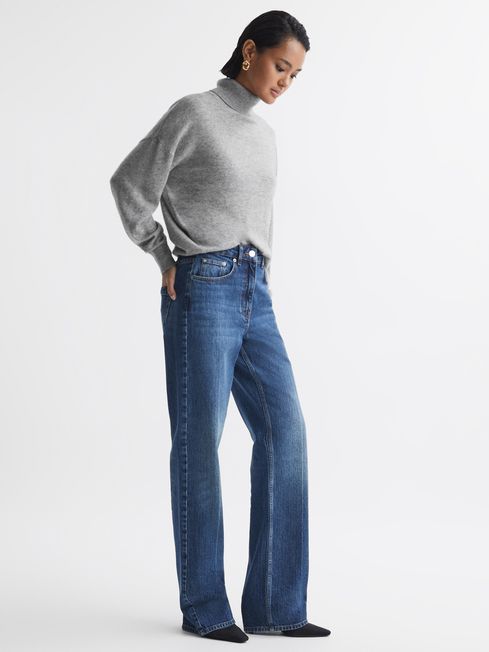 Reiss Mabel Fitted Cashmere Roll Neck Top REISS