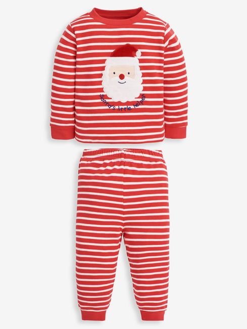 JoJo Maman Bébé Red Santa Appliqué Jersey Pyjamas