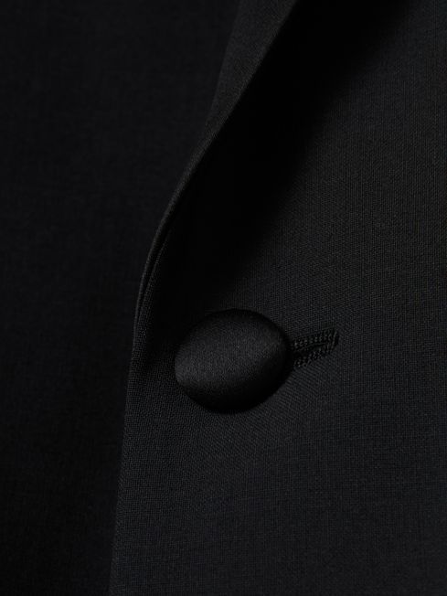 Notch Lapel Modern Fit Single Breasted Tuxedo Jacket in Black