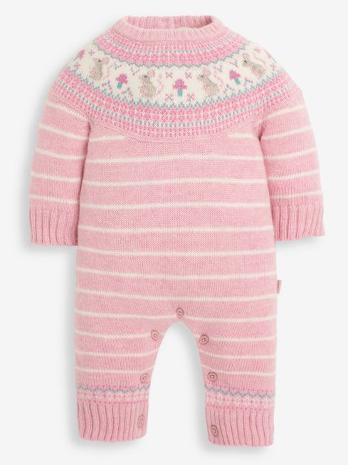 JoJo Maman Bébé Rose Mouse Fair Isle Knitted Baby All-In-One