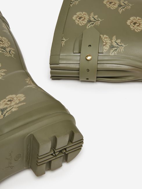 Joules green floral wellies store