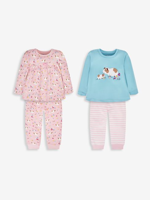 Pink Girls 2 Pack Guinea Pig Jersey Pyjamas JoJo Maman Bebe