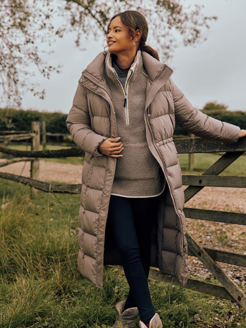 Buy Joules Somerton Showerproof Down Feather Long Puffer Coat from the  Joules online shop