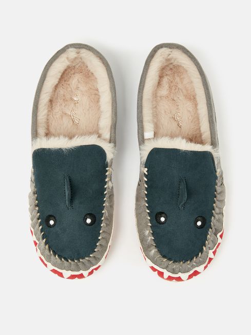 Joules Quinn Navy Shark Moccasin Slippers