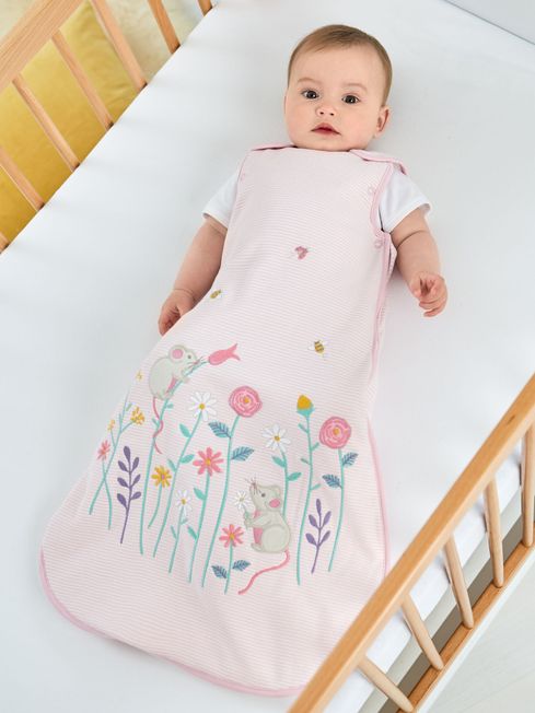 JoJo Maman Bébé Pink Mouse Appliqué 1.5 tog Baby Sleeping Bag