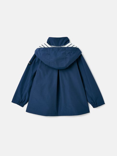 Girls Meadow Navy Blue Lightweight Waterproof Raincoat With Hood Joules